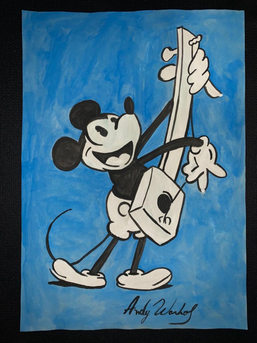 Signed and Stamped Andy Warhol Mixed Media on paper (1 of 2)