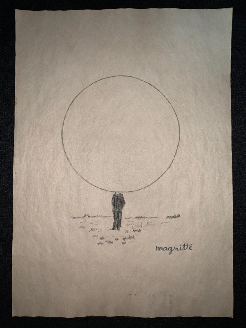 Signed and Stamped René Magritte Mixed Medio on paper (1 of 2)