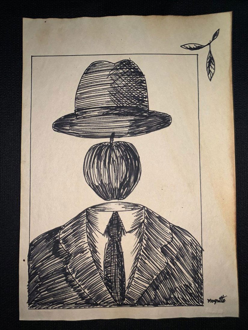 Signed and Stamped René Magritte Mixed Media on paper (1 of 2)