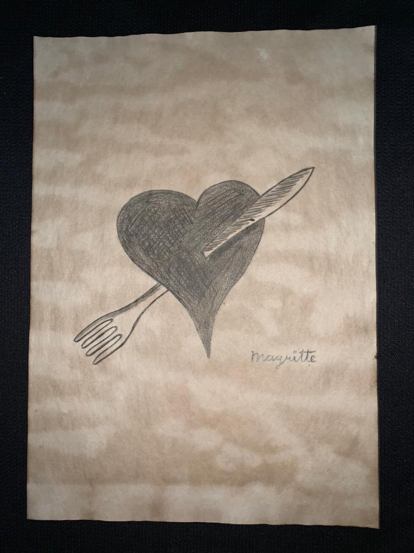 Signed and Stamped René Magritte Mixed Media on paper (1 of 2)