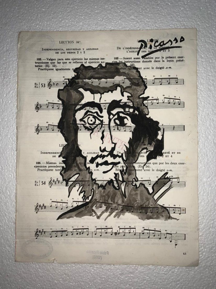 Signed and Stamped Pablo Picasso Drawing on paper (1 of 2)