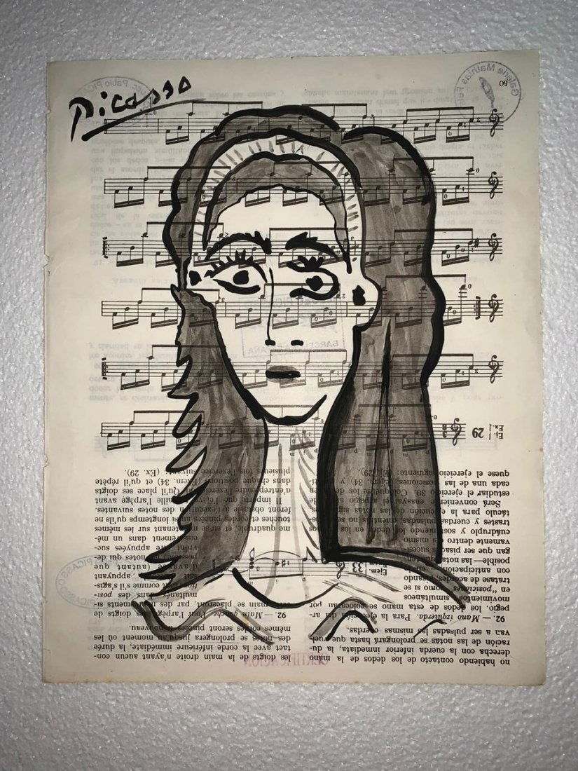 Signed and Stamped Pablo Picasso Drawing on paper (1 of 2)