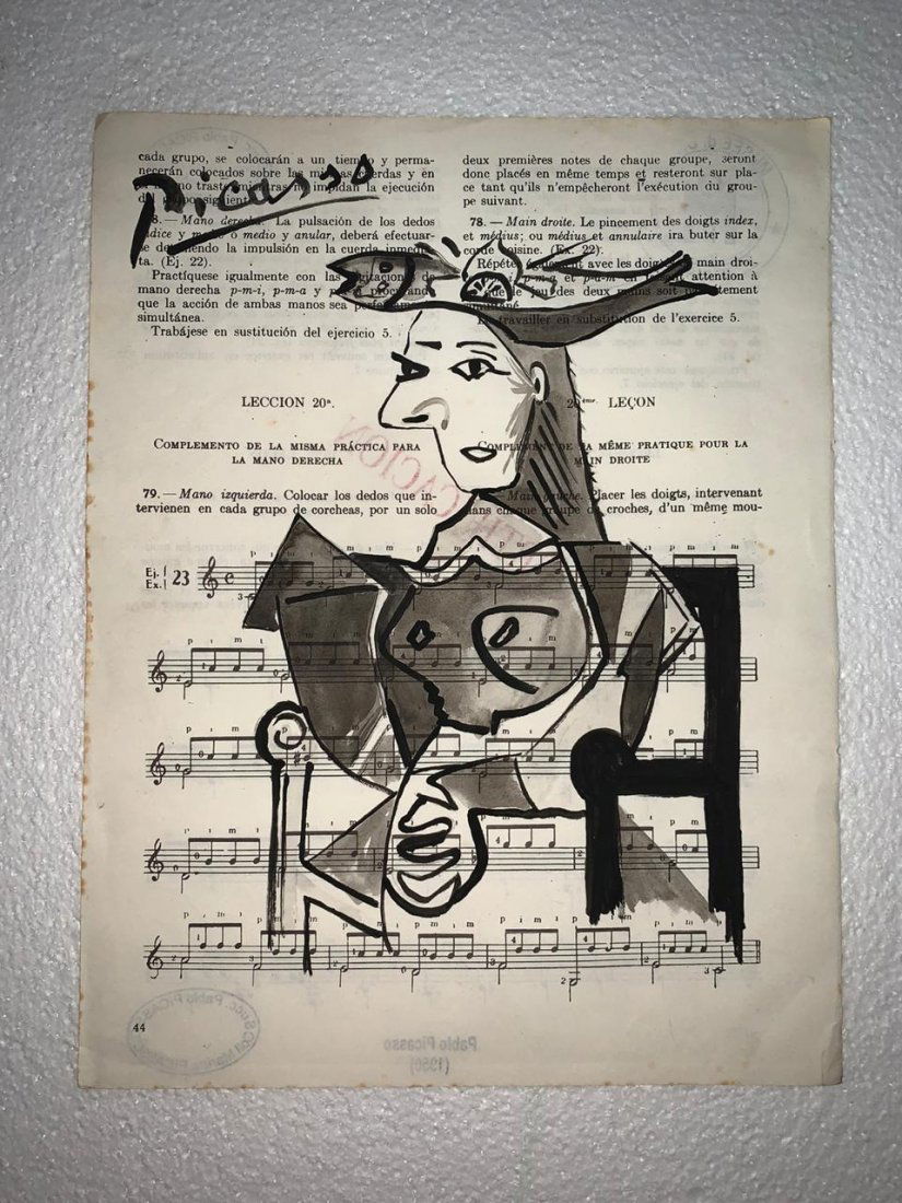 Signed and Stamped Pablo Picasso Drawing on paper (1 of 2)