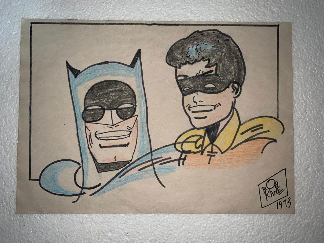 Signed and Stamped Bob Kane Ink Drawing on paper (1 of 2)