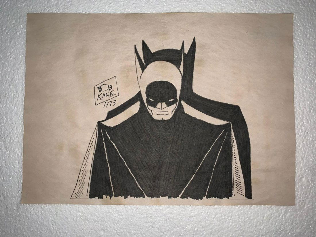 Signed and Stamped Bob Kane Ink Drawing on paper (1 of 2)