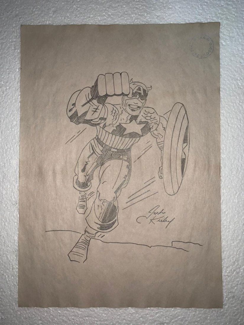 Signed and Stamped Jack Kirby Drawing on paper (1 of 2)