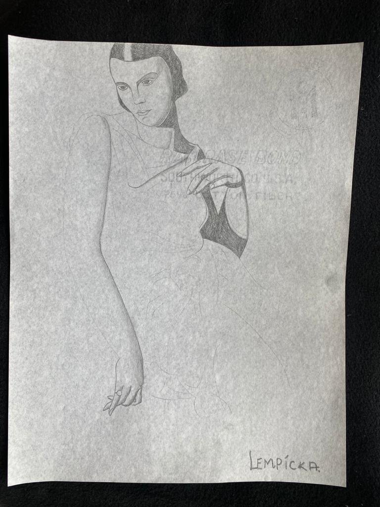 Signed & Stamped Tamara de Lempicka Drawing on paper: Signed and Stamped Tamara de Lempicka Charcoal Drawing on Paper. . Aprox size 20 x 30 cms. This item has limited provenance, it doesnt have any documentation or cerfication, Sold "as is" to the manner