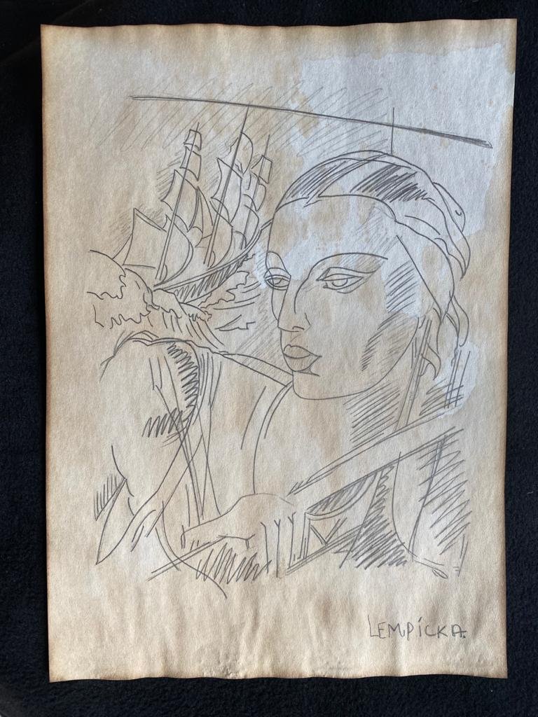 Signed & Stamped Tamara de Lempicka Drawing on paper: Signed and Stamped Tamara de Lempicka Drawing on Paper. . Aprox size 20 x 30 cms. This item has limited provenance, it doesnt have any documentation or cerfication, Sold "as is" to the manner or style
