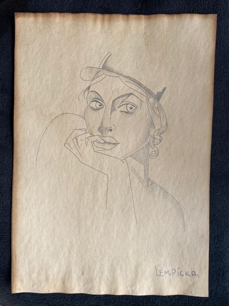 Signed & Stamped Tamara de Lempicka Drawing on paper: Signed and Stamped Tamara de Lempicka Drawing on Paper. . Aprox size 20 x 30 cms. This item has limited provenance, it doesnt have any documentation or cerfication, Sold "as is" to the manner or style