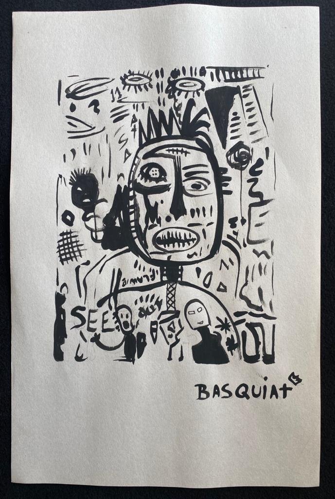 Jean-Michel Basquiat Mixed Media Drawing on Paper (1 of 2)
