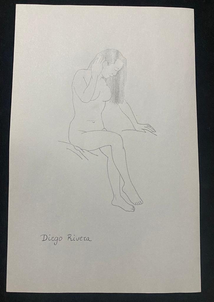 Signed and Stamped Diego Rivera Drawing on Paper (1 of 2)