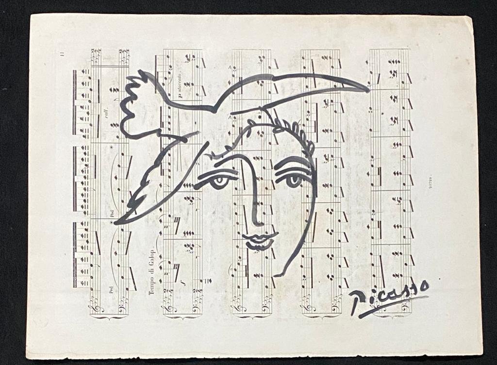 Signed & Stamped Pablo Picasso Drawing on paper (1 of 2)
