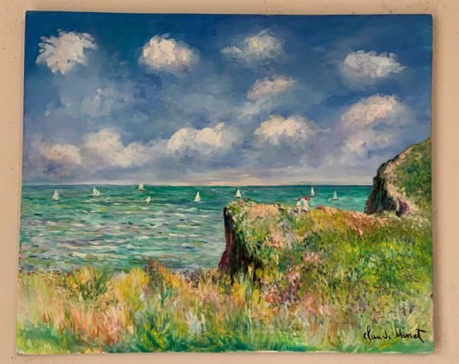 Claude O. Monet oil on canvas painting,signed & stamped (1 of 9)