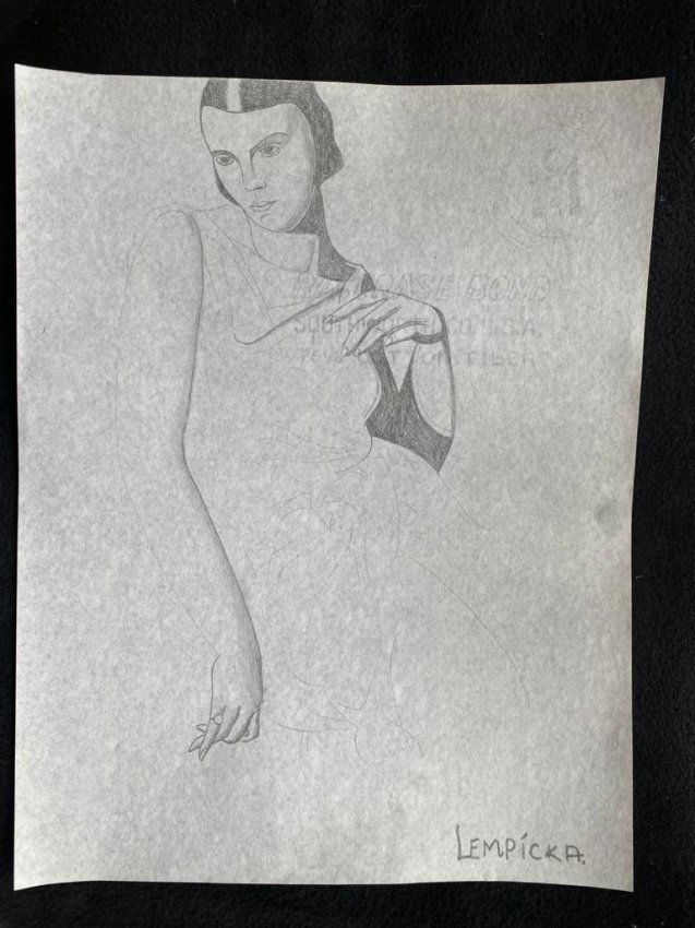 Signed & Stamped Tamara de Lempicka Drawing on paper: Signed and Stamped Tamara de Lempicka Charcoal Drawing on Paper. . Aprox size 20 x 30 cms. This item has limited provenance, it doesnt have any documentation or cerfication, Sold "as is" to the manner