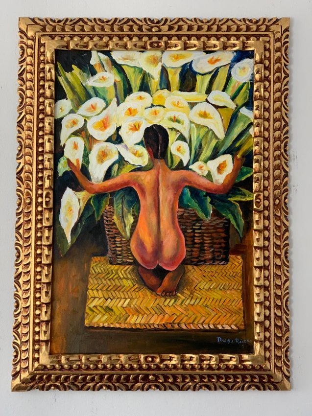 Diego Rivera Oil on Canvas Framed, Signed and Stamped (1 of 12)