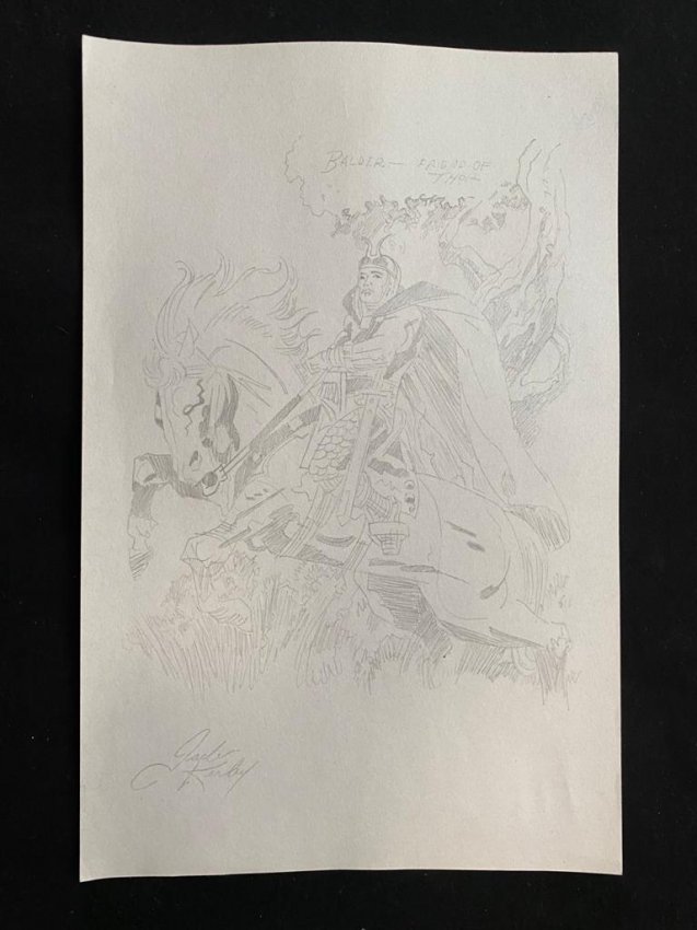 Signed and Stamped Jack Kirby Drawing on paper: Signed and Stamped Jack Kirby Drawing on paper, Aprox size 21 x 33 cm. This item has limited provenance, it doesnt have any documentation or cerfication, Sold \\\"as is\\\" to the manner or style of t