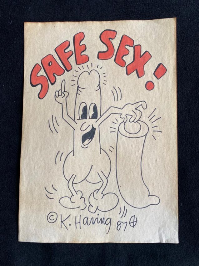 Signed and Stamped Keith Haring Mixed Media on paper: Signed and Stamped Keith Haring Mixed Media on Paper. Aprox size 20 x 30 cm. This item has limited provenance, it doesnt have any documentation or cerfication, Sold \\\\\\\"as is\\\\\\\" to the manner