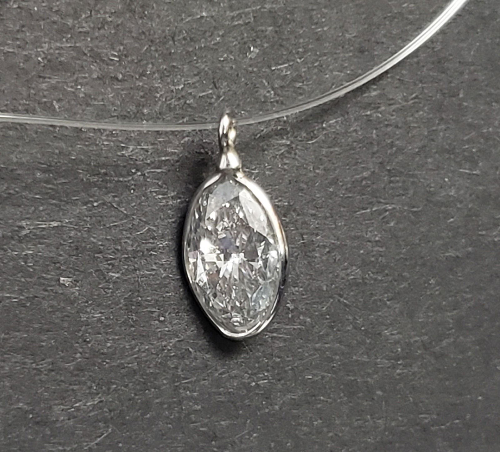 Certified 14K  Floating Diamond(I1, 0.84ct) Necklace (1 of 5)