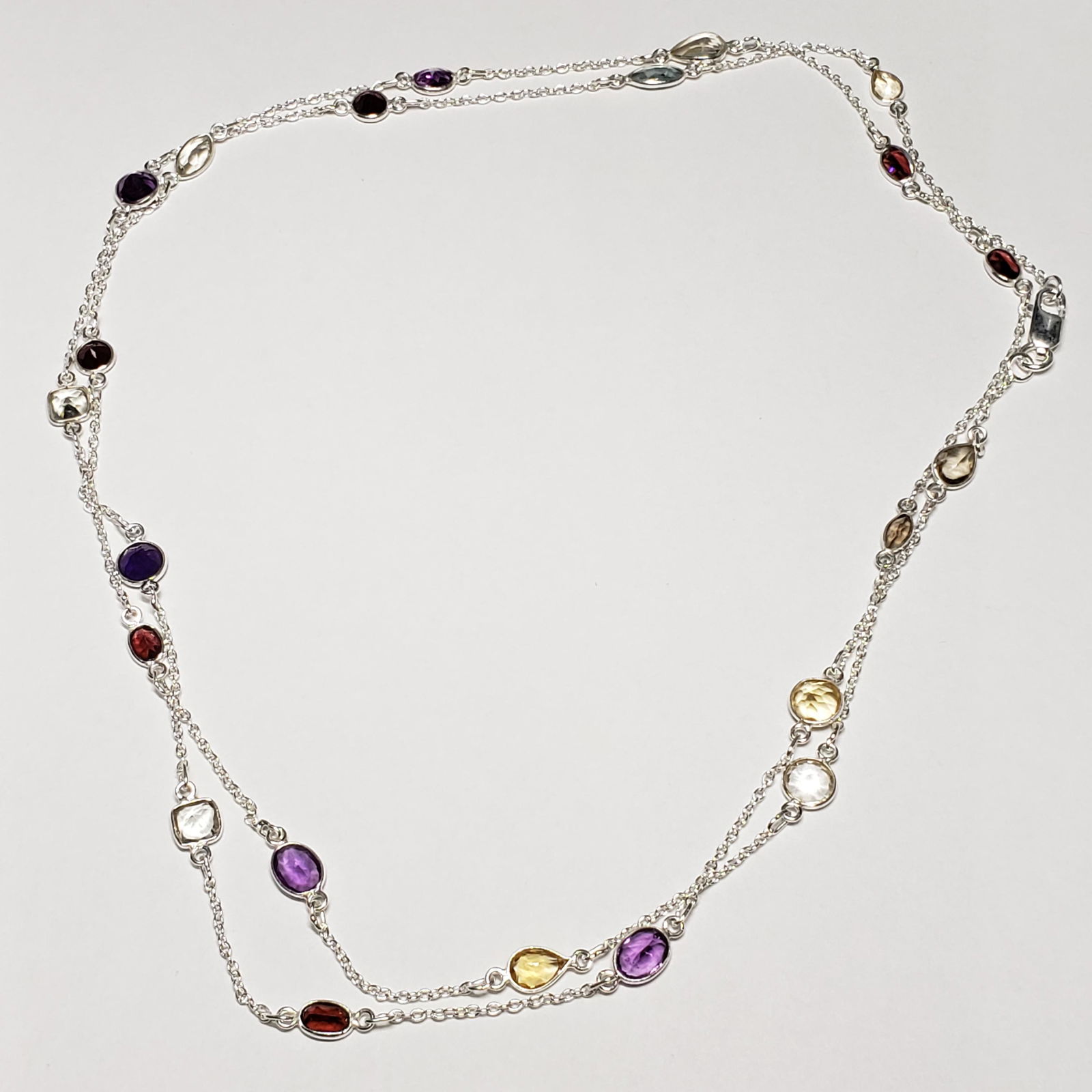 $480 Silver Amethyst, Citrine,Garnet Etc.. 36 Inches (1 of 3)
