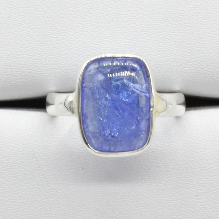 Silver Tanzanite(5.5ct) Ring: Silver Tanzanite(5.5ct) Rhodium Plated Ring (~length 7inches) (~weight 4.05g)