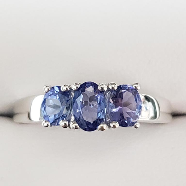 Silver Rhodium Plated Tanzanite(1ct) Ring: Silver Rhodium Plated Tanzanite(1ct) Ring (~Size 8)(Ring is resizable for $40) (~weight 2.6g), Suggested Retail Value $300 (Estimated Selling Price from $45 to $90)