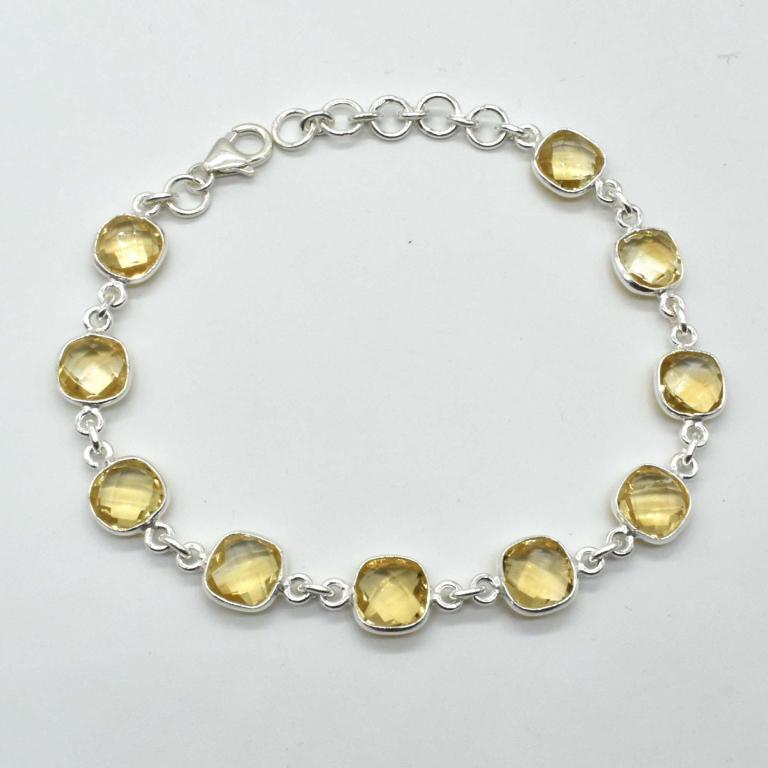 Silver Citrine(17.95ct) Bracelet: Silver Citrine(17.95ct) Bracelet (~length 7.5inches) (~weight 9.65g)