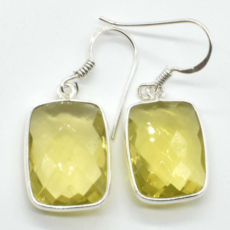 Silver Lemon Quartz(20.75ct) Earrings: Silver Lemon Quartz(20.75ct) Earrings (~weight 6.2g)