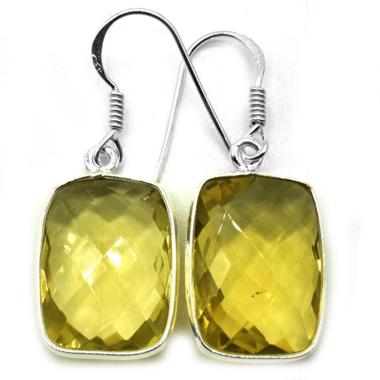 Silver Lemon Quartz(18.1ct) Earrings: Silver Lemon Quartz(18.1ct) Earrings (~weight 6.55g)
