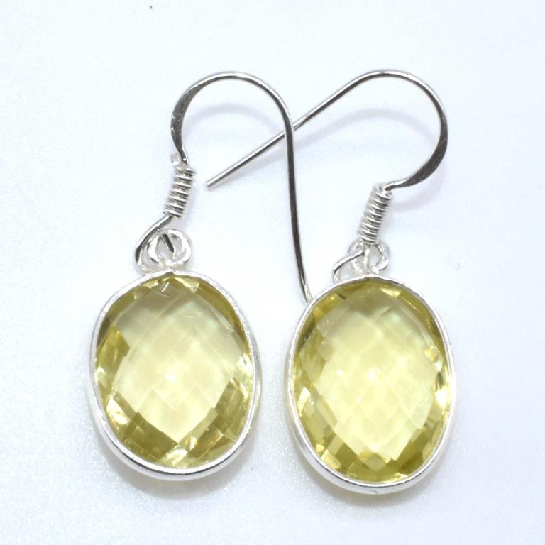 Sterling Silver Lemon Quartz(8.25ct) Earrings: Sterling Silver Lemon Quartz(8.25ct) Earrings (~weight 4.3g)