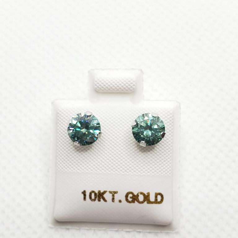 Certified 10K  Light Bluish Green Moissanite(1.5ct) (1 of 4)