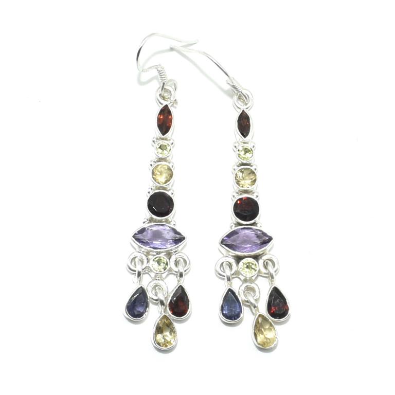 Sterling Silver Multi Colour Gem Stone(3.25ct) Earrings (1 of 3)