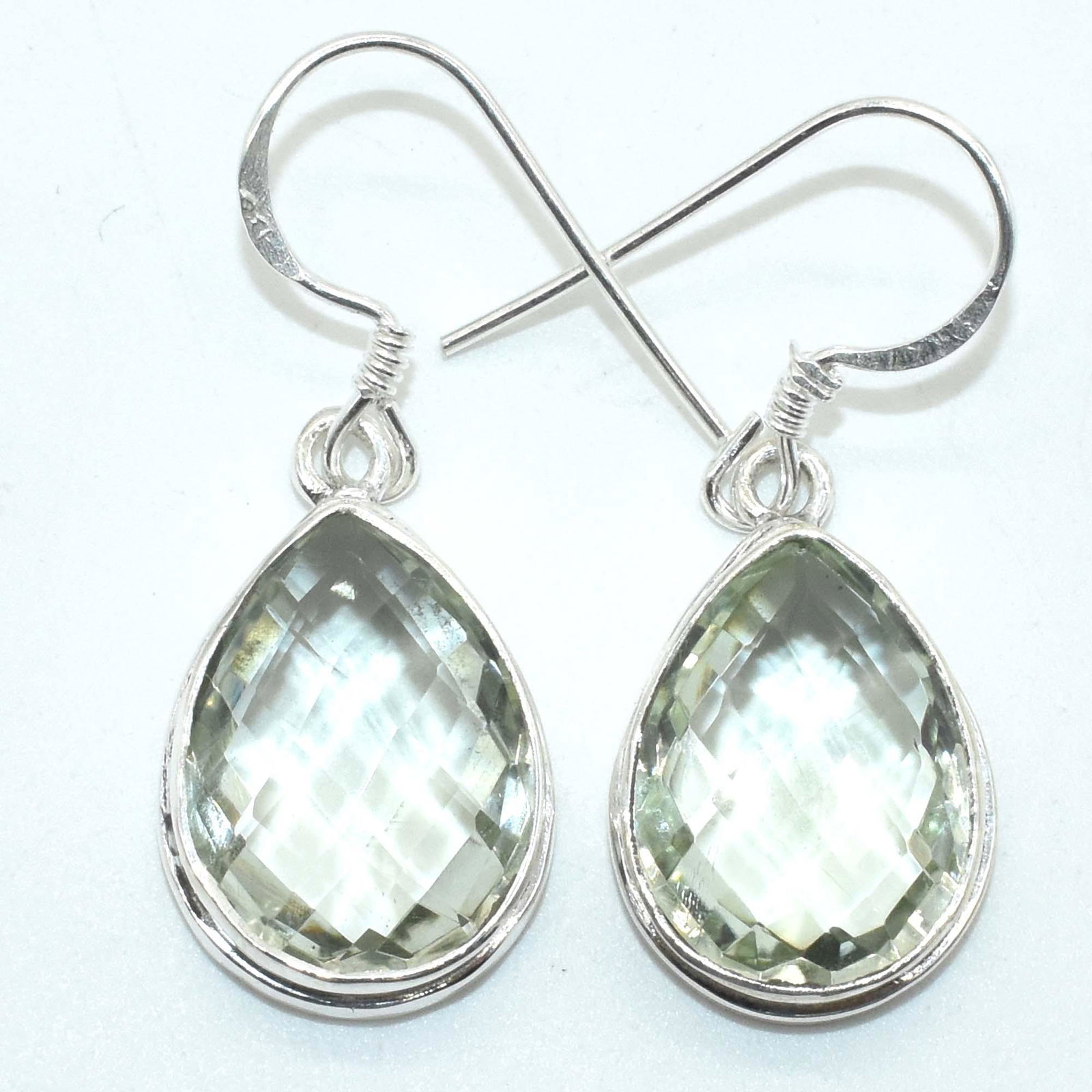 $220 Silver Green Amethyst(12.6ct) Earrings: Silver Green Amethyst(12.6ct) Earrings (~Size 0) (~length 0 inches) (~weight 6.95g), Suggested Retail Value $220
