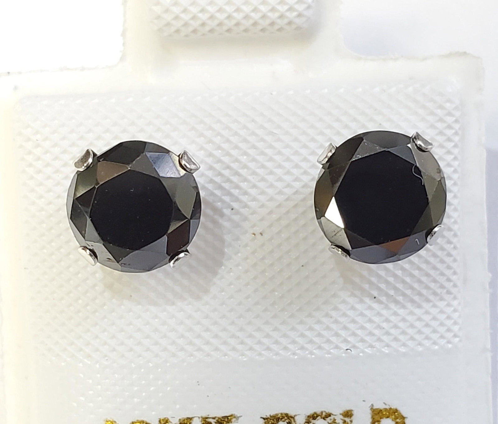 $400 10K Black Moissanite(1.9ct) Earrings: 10K White Gold Black Moissanite(1.9ct) Earrings (~Size 0) (~length 0 inches), Made in Canada, Suggested Retail Value $400