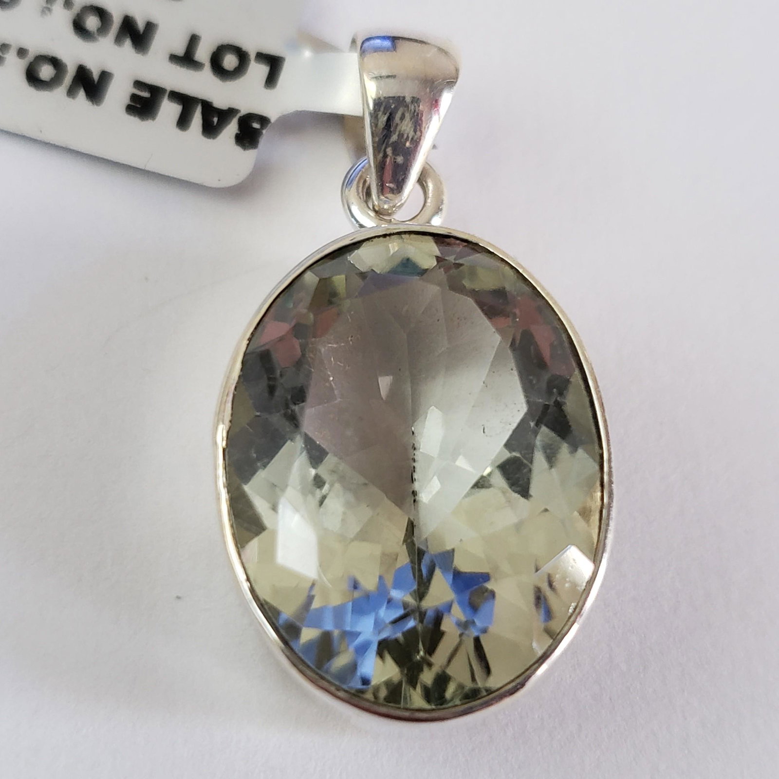 $180 Silver Green Amethyst(15.9ct) Pendant: Silver Green Amethyst(15.9ct) Pendant (~Size 0) (~length 0 inches) (~weight 6.7g), Suggested Retail Value $180