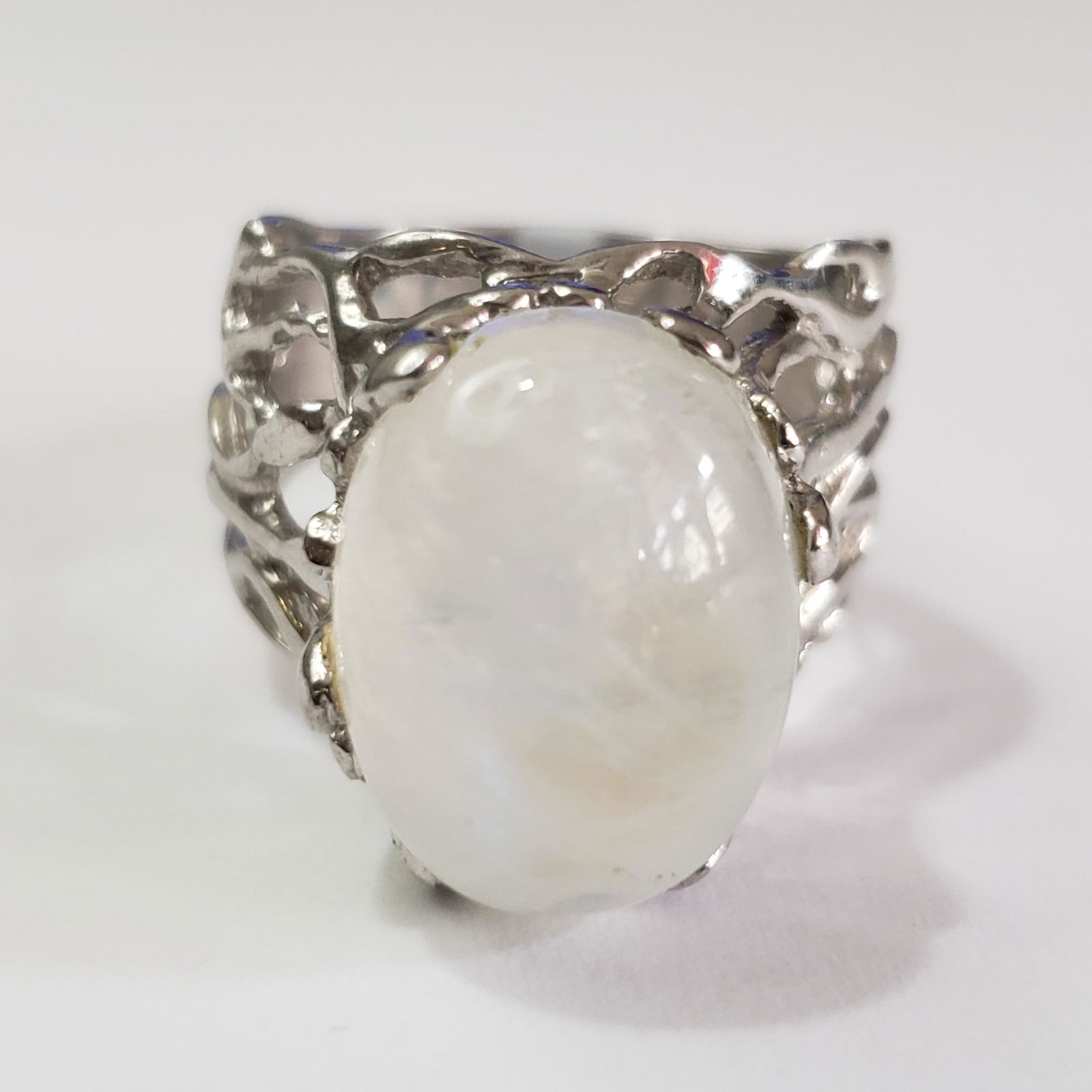 $240 Silver Moonstone(10.8ct) Ring: Silver Moonstone(10.8ct) Ring (~Size 7)(Ring is resizable for $40) (~weight 7.8g), Suggested Retail Value $240