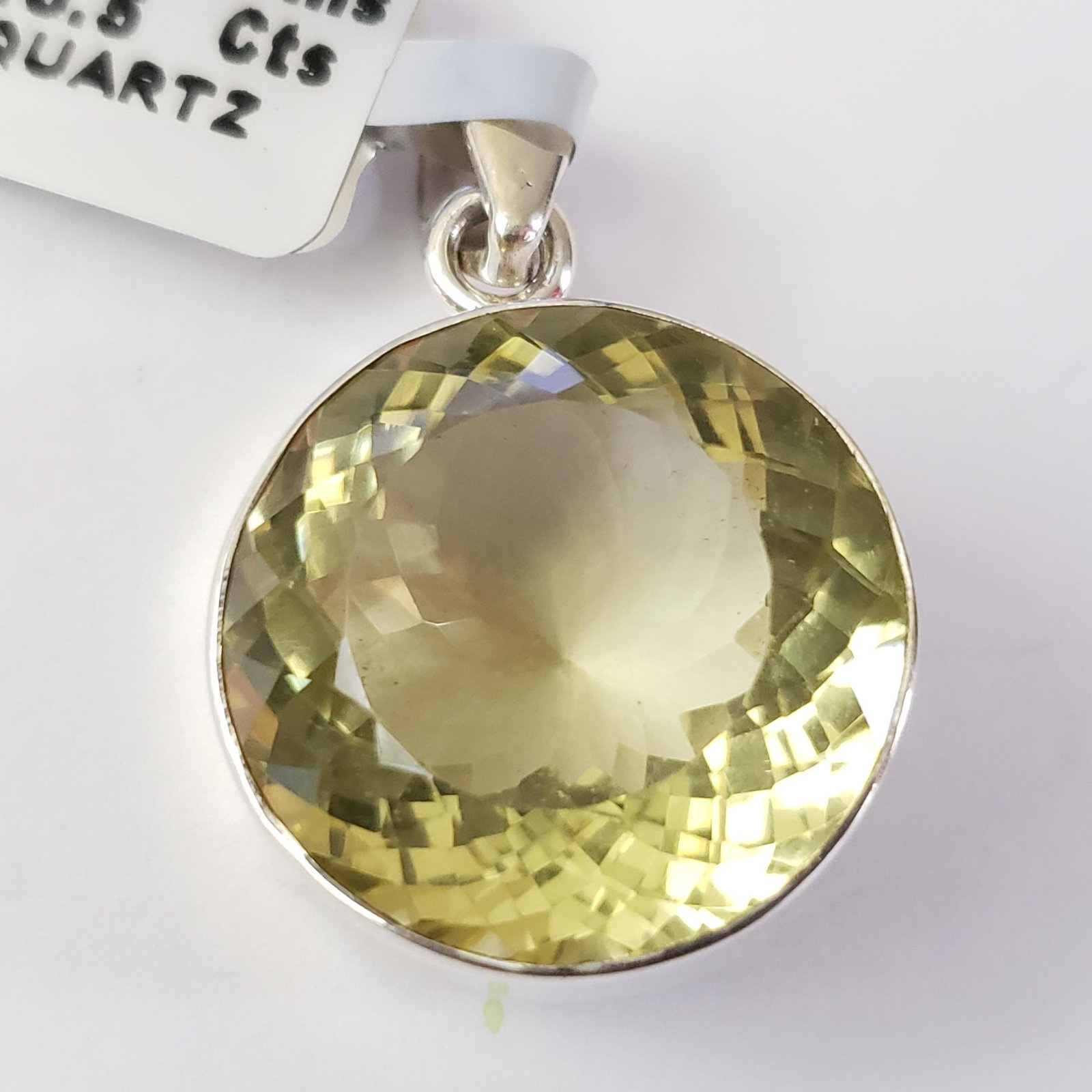 $220 Silver Lemon Quartz(15.5ct) Pendant: Silver Lemon Quartz(15.5ct) Pendant (~Size 0) (~length 0 inches) (~weight 8.35g), Suggested Retail Value $220
