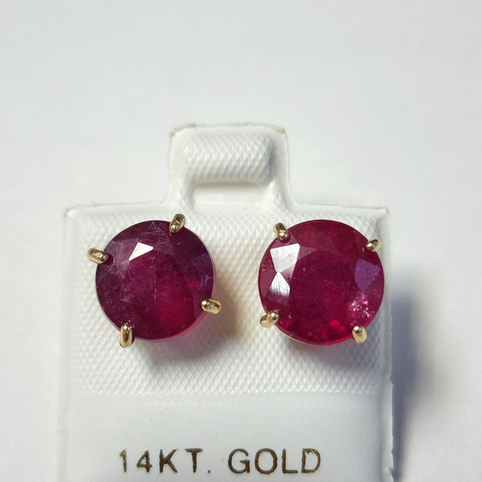 Certified 14K  Natural Ruby-Glass Composite(8.2ct) Earrings (1 of 4)