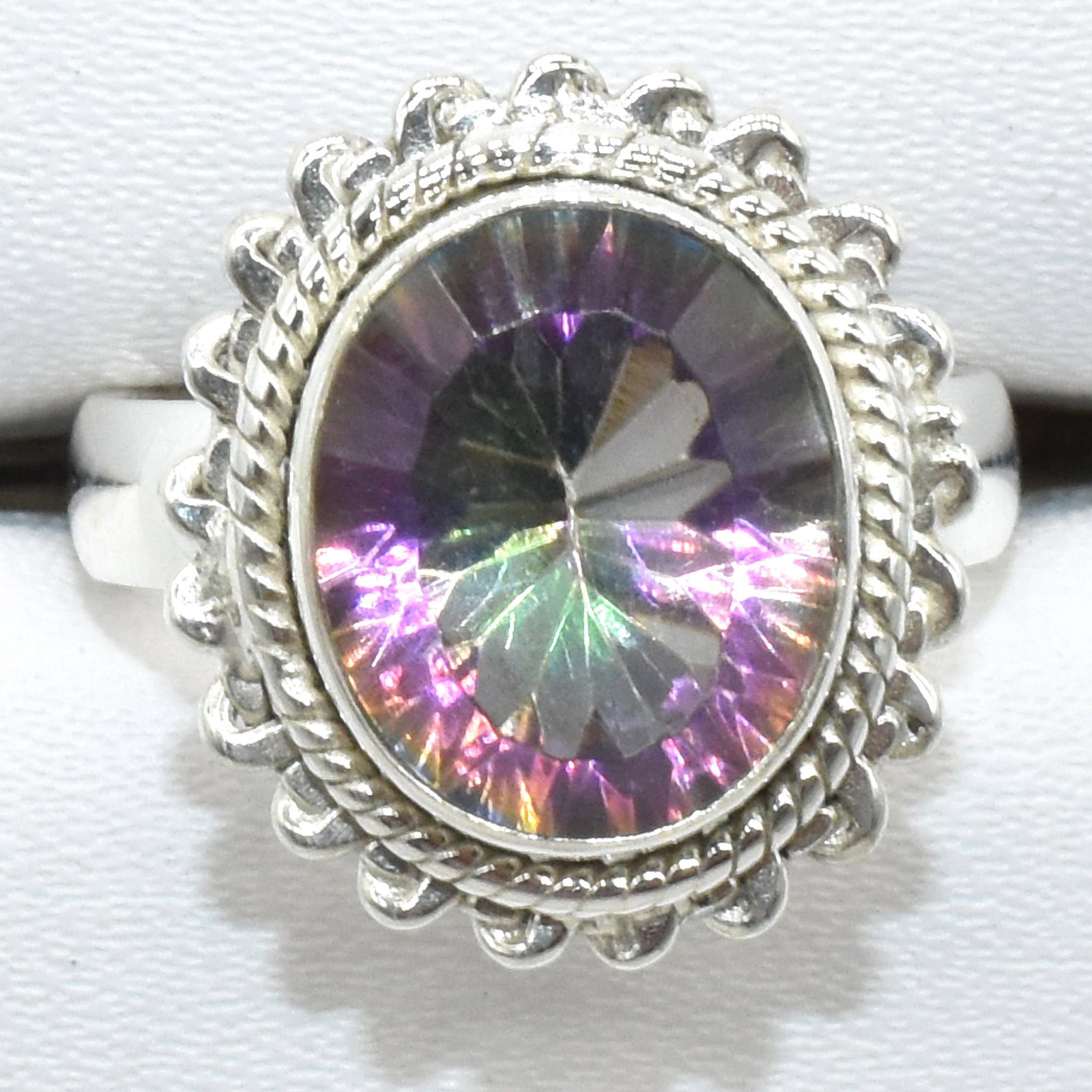 $160 Silver Mystic (5.4ct) Ring: Silver Mystic (5.4ct) Ring (~Size 0) (~length 0 inches) (~weight 5.25g), Suggested Retail Value $160