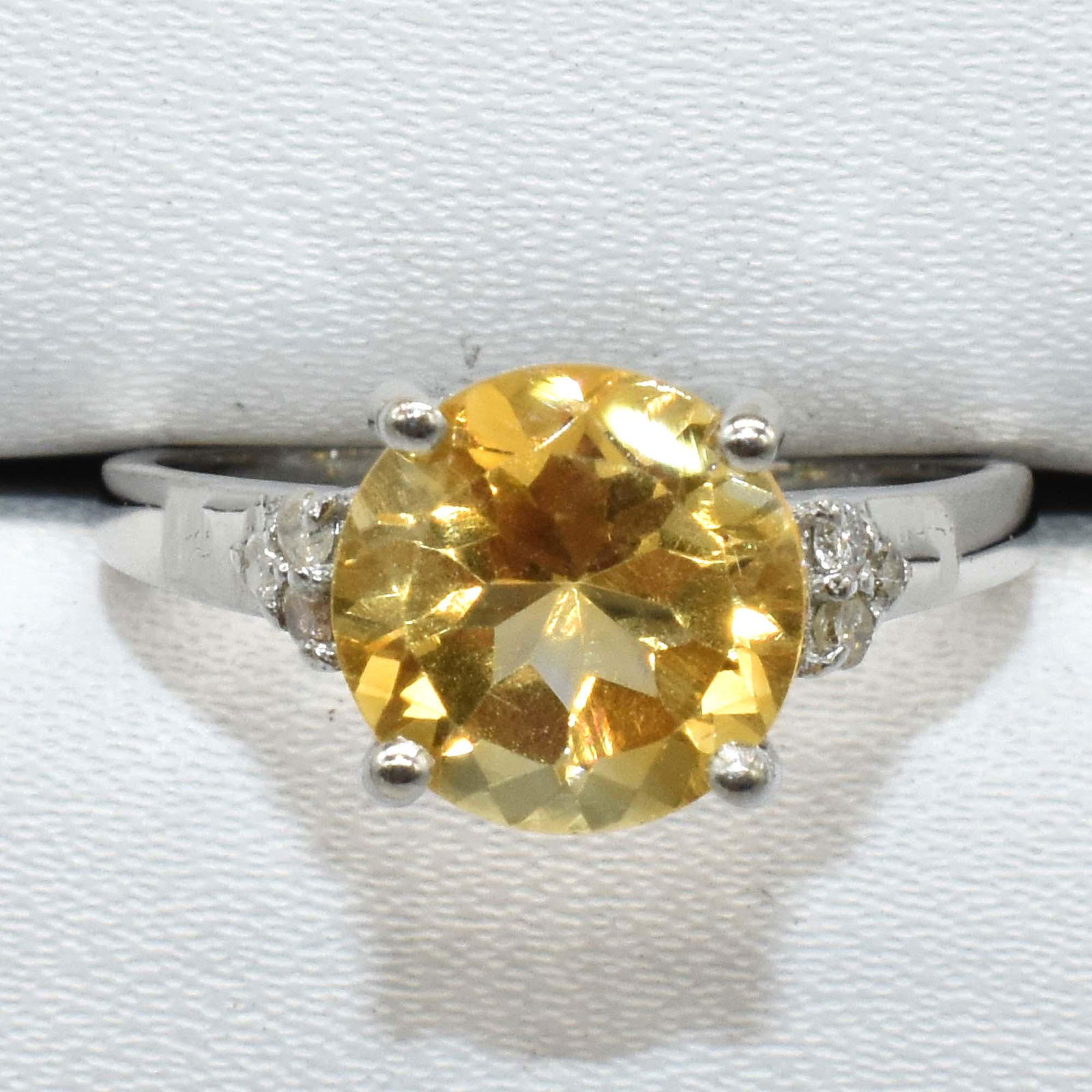 $260 Silver Diamond (0.12 Carat) Citrine(3.15ct) Ring (1 of 3)