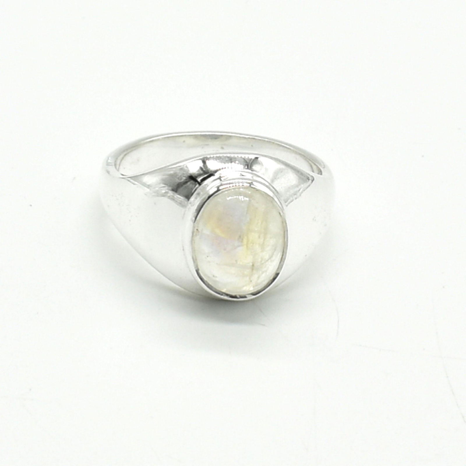 Silver Moonstone(5.5ct) Ring: Silver Moonstone(5.5ct) Rhodium Plated Mens Ring Ring (~Size 0) (~length 0 inches) (~weight 8.95g)
