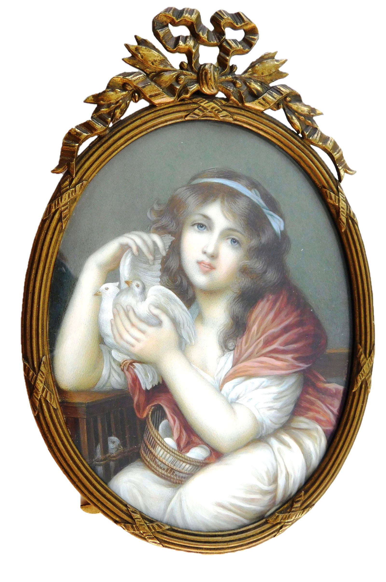 Miniature hand painted portrait, oil, unkown support, (1 of 3)