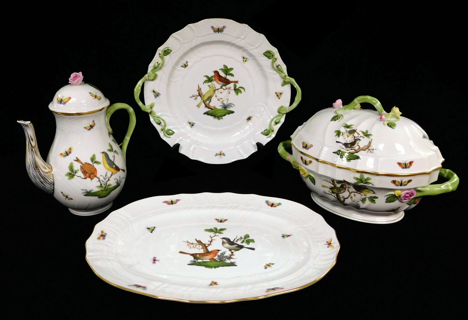 Herend "Rothschild Bird" pattern porcelain dinner and (1 of 6)