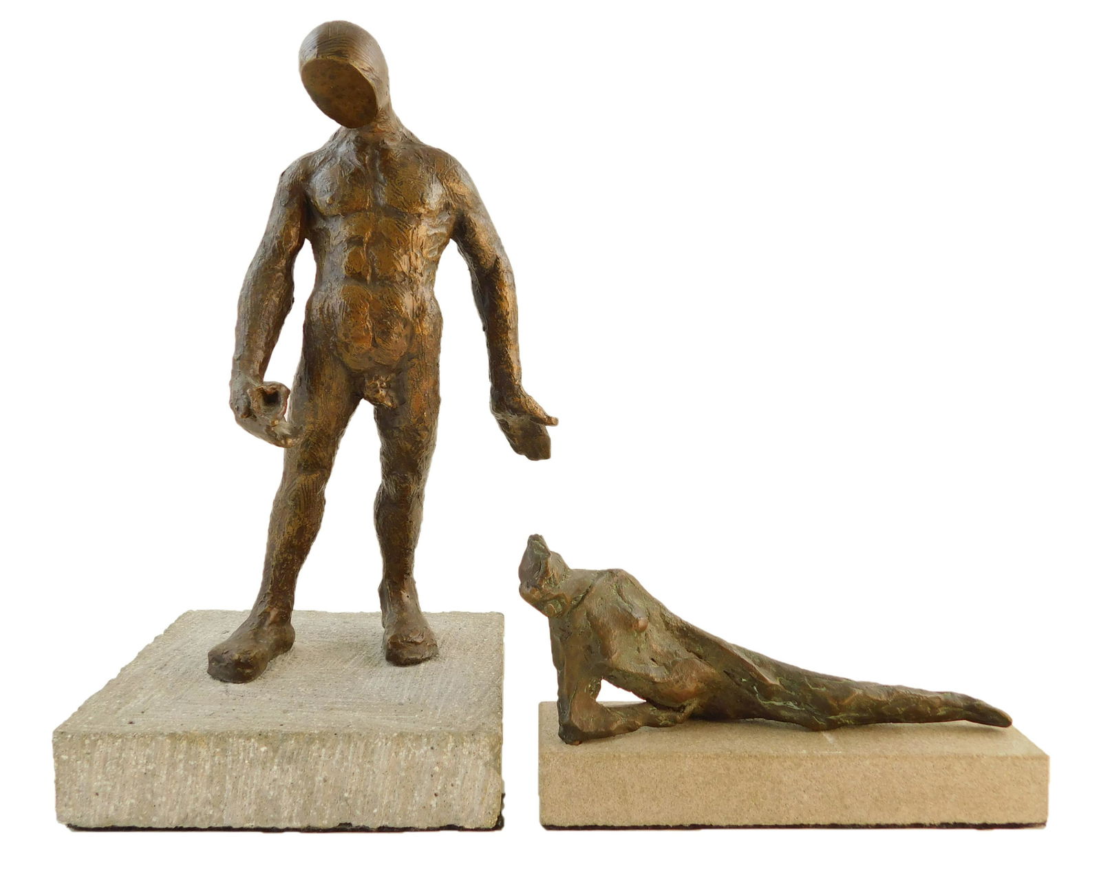 Two bronze sculptures: larger by Victor Salmones (1 of 7)