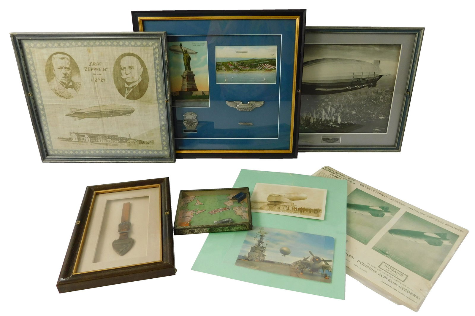 EPHEMERA: Seven Zeppelin themed pieces: framed cast (1 of 7)