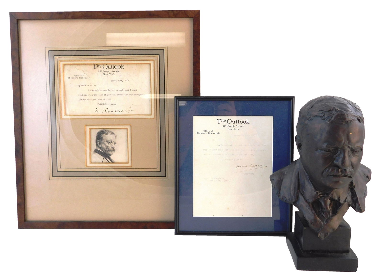 EPHEMERA: Theodore Roosevelt, two framed letters and a (1 of 6)