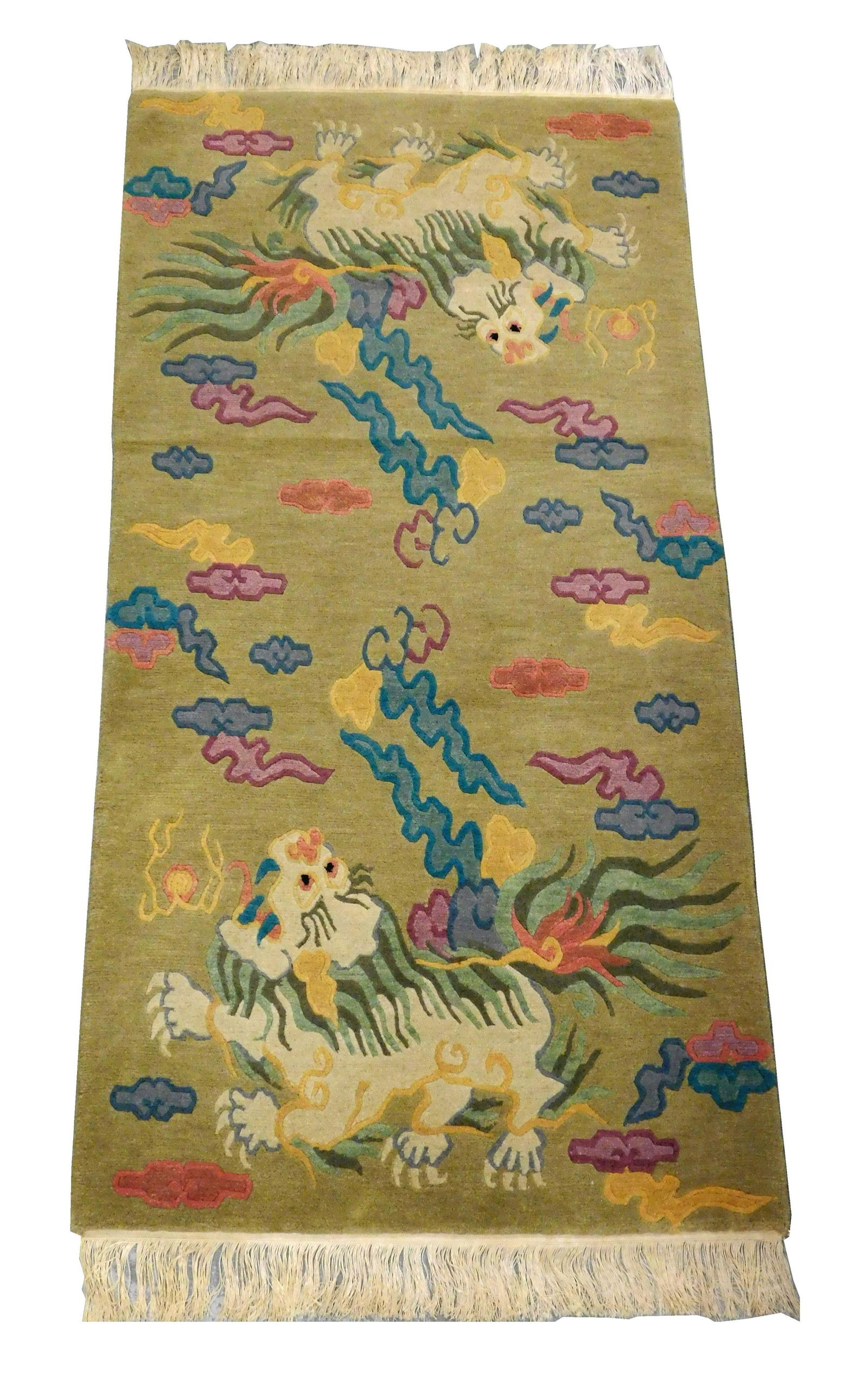 RUG: Modern Chinese Deco style scatter rug, 5' x 28", (1 of 3)