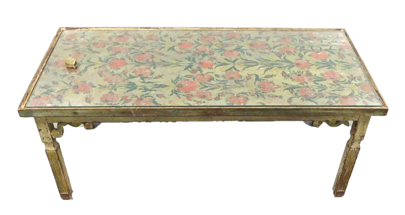 Oblong coffee table, hand-painted top with polychrome (1 of 2)