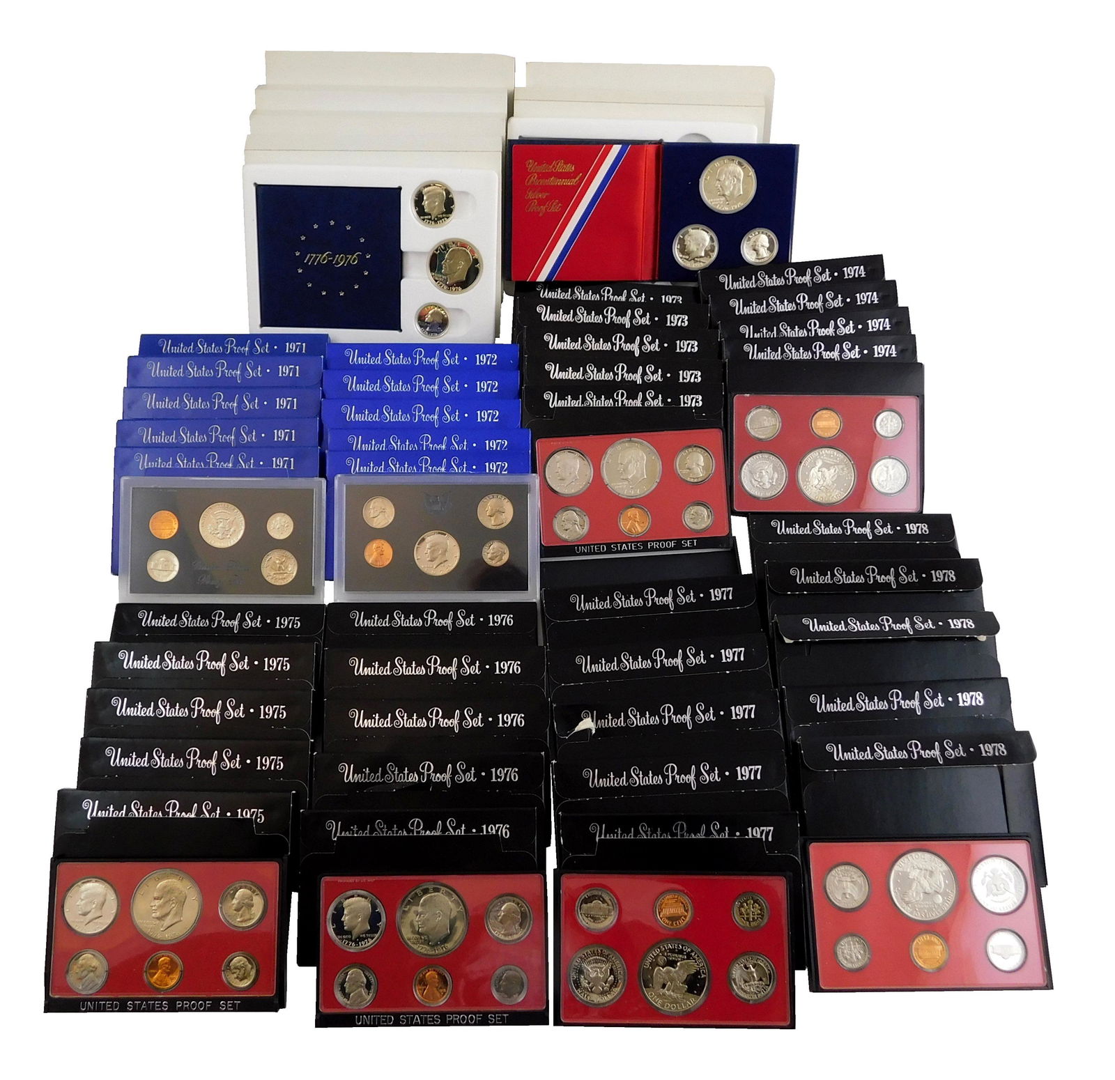 COINS: Large lot of US proof sets, includes: six 1976 3 (1 of 2)