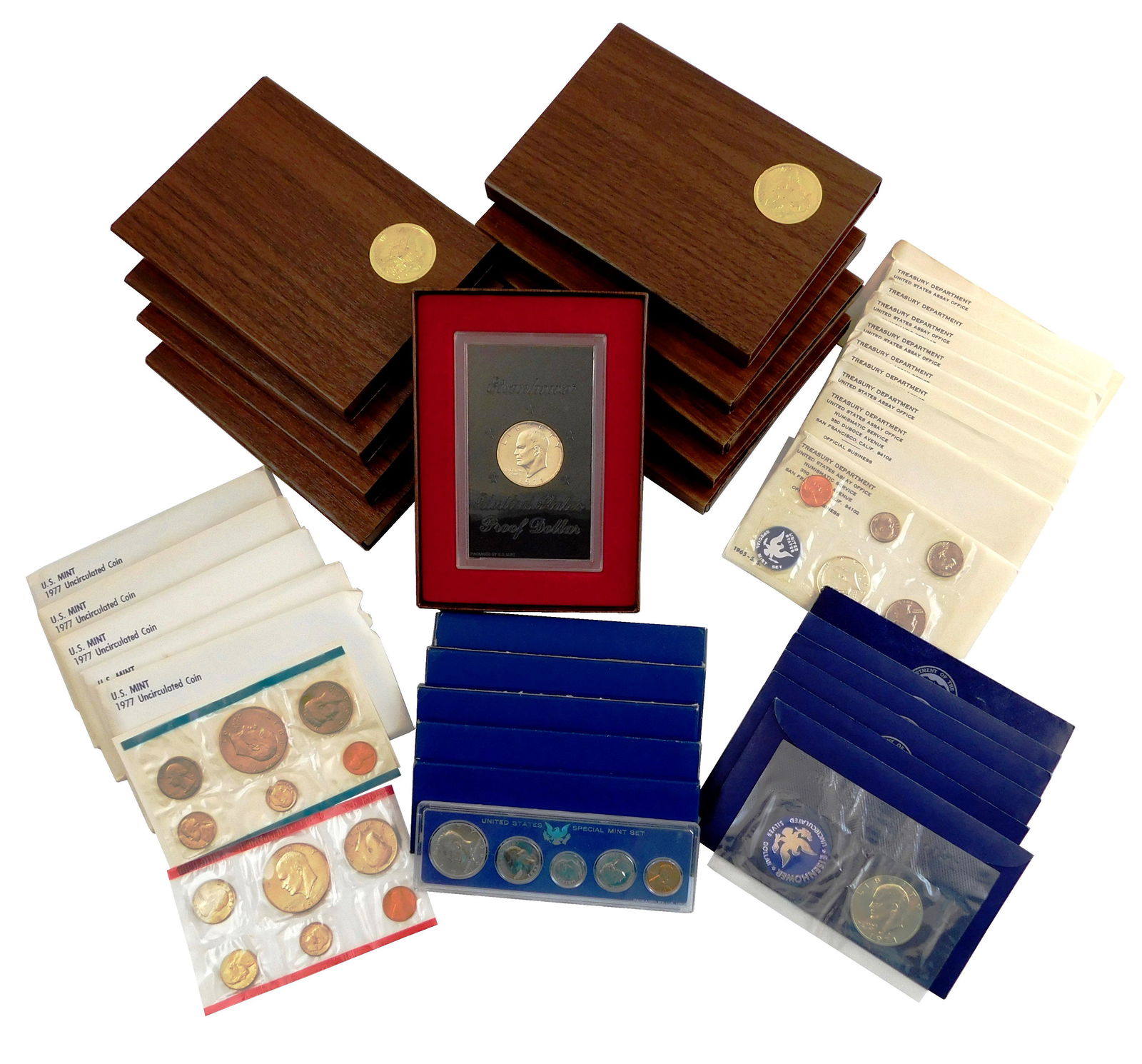 COINS: Lot of Silver Eisenhower dollars and mint sets, (1 of 4)