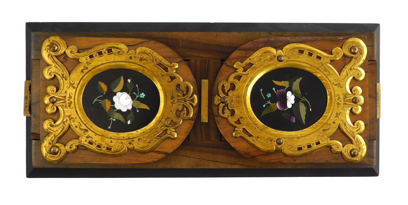 Pietra dura book holder, features two oval medallions (1 of 4)